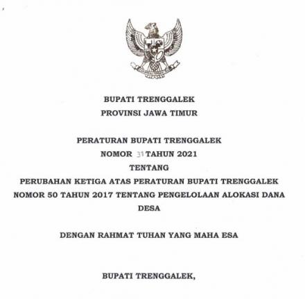 PERBUP TRENGGALEK NOMOR 31 TAHUN 2021